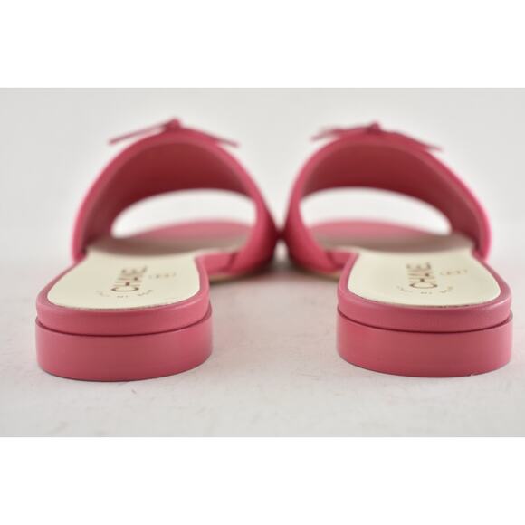 Chanel 24P Dark Pink Embroidered CC Logo Bow Tie Mule Slide Flat Sandal 37.5 - Picture 15 of 16